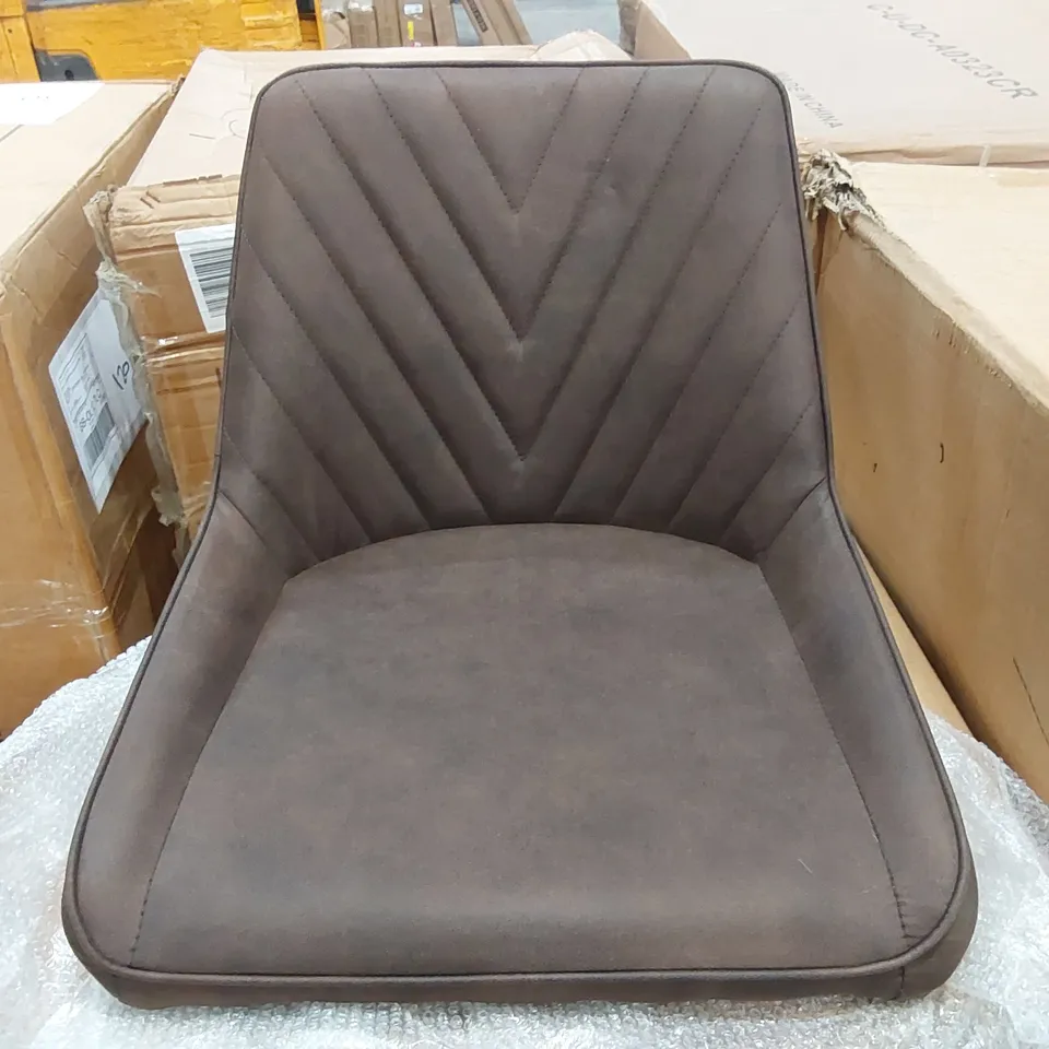 BOXED SET OF 2 DESIGNER FAUX LEATHER BROWN BAR STOOLS WITH BLACK METAL LEGS (1 BOX)