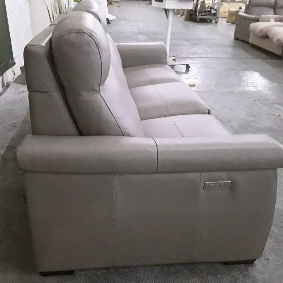 QUALITY ITALIAN DESIGNER ADRIANO ELECTRIC RECLINER LARGE SOFA - TAUPE LEATHER