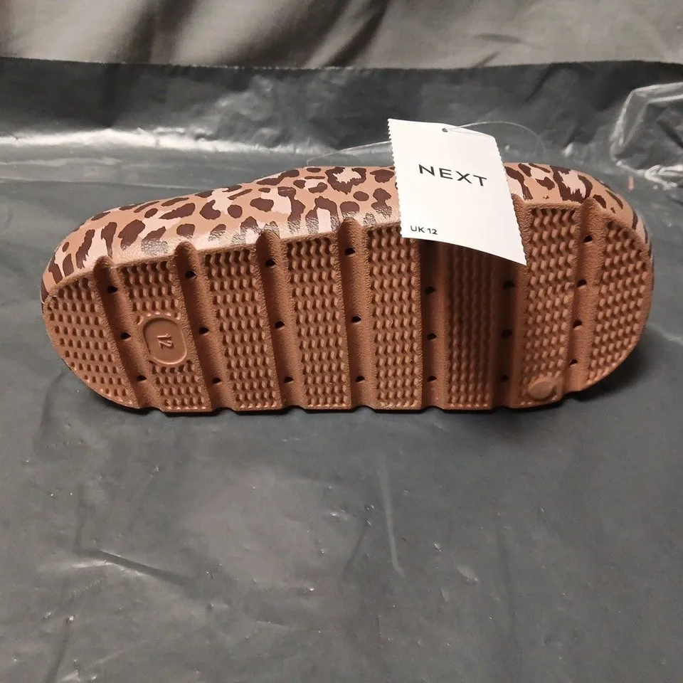 NEXT LEOPARD PRINT SLIP-ON SANDALS, UK 12 KIDS . UNBOXED