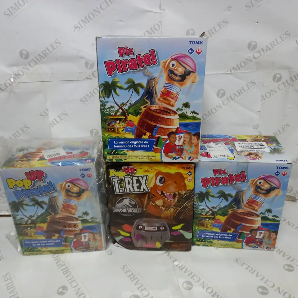LOT OF 4 POP UP KIDS TOYS TO INCLUDE JURASSIC WORLD AND PIRATES