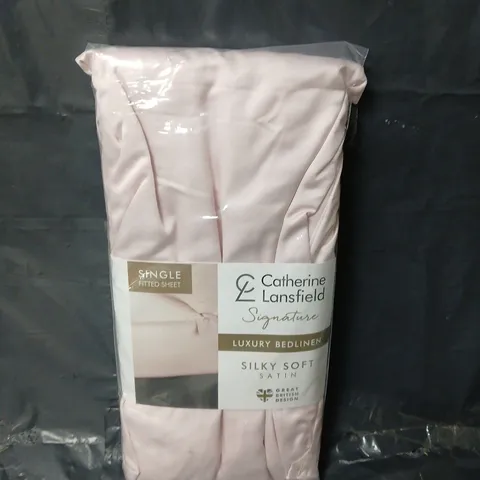 CATHERINE LANSFIELD SILKY SOFT SATIN FITTED SHEET - BLUSH - SINGLE