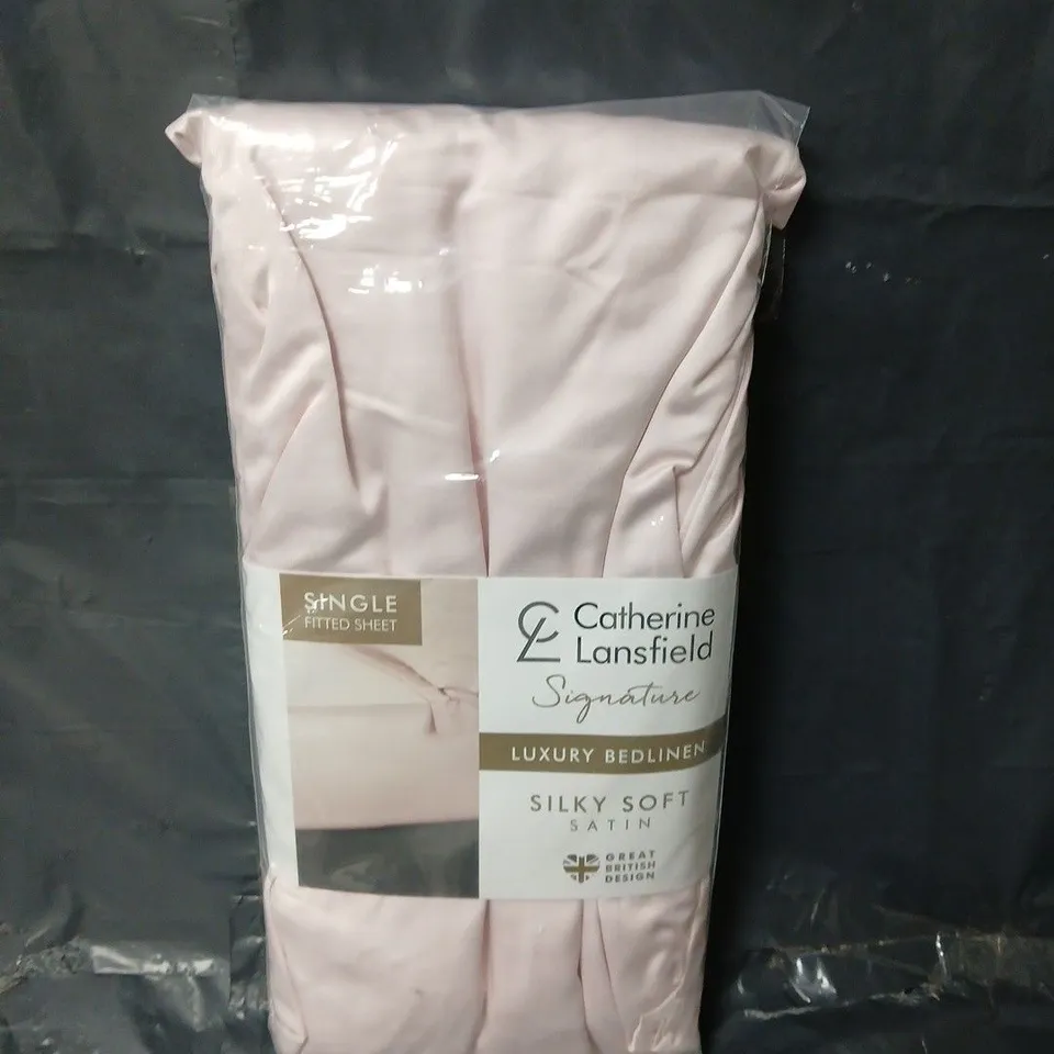 CATHERINE LANSFIELD SILKY SOFT SATIN FITTED SHEET - BLUSH - SINGLE