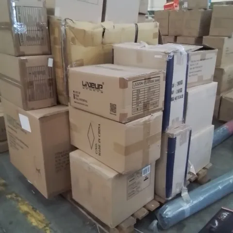 PALLET OF ASSORTED HOUSEHOLD GOODS AND PRODUCTS TO INCLUDE;DINING CHAIRS,CUSHIONS,AEROBIC BANDS,HARRY POTTER JIGSAW