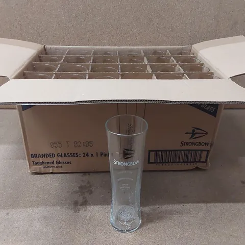 BOX OF APPROXIMATELY 24x STRONGBOW PINT GLASSES