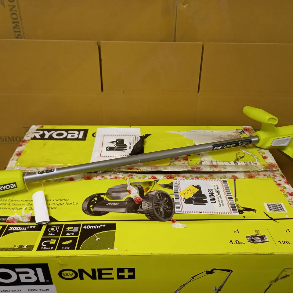 RYOBI 18V ONE+ CORDLESS 33CM LAWNMOWER AND TRIMMER - COLLECTION ONLY 