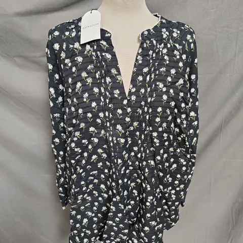 MONSOON ORIELLE TOP IN BLACK FLORAL SIZE XL