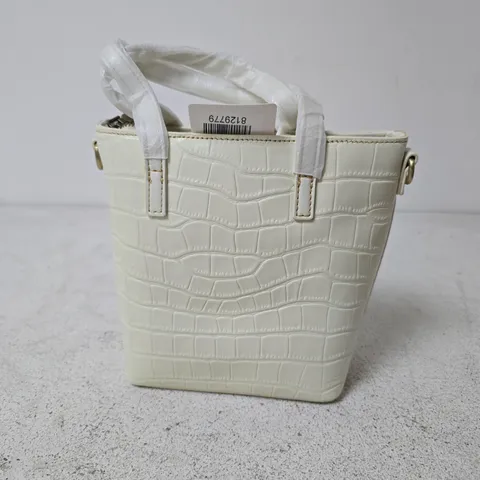 WHITE FAUX CROCODILE HANDBAG – SMALL WOMEN'S BAG
