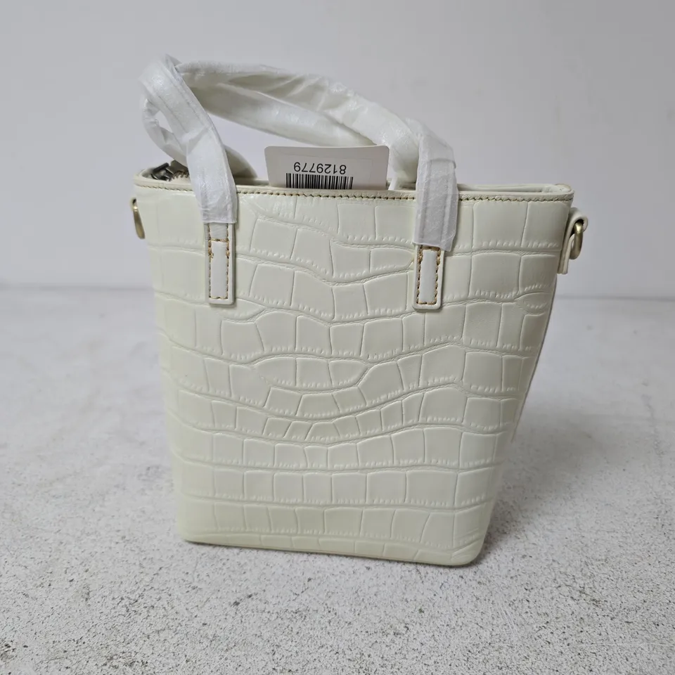 WHITE FAUX CROCODILE HANDBAG – SMALL WOMEN'S BAG