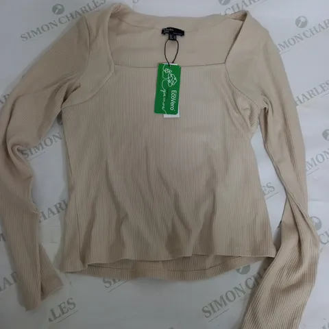 NOBODYS CHILD LS SQUARE NECK TOP IN CREAM - UK 12