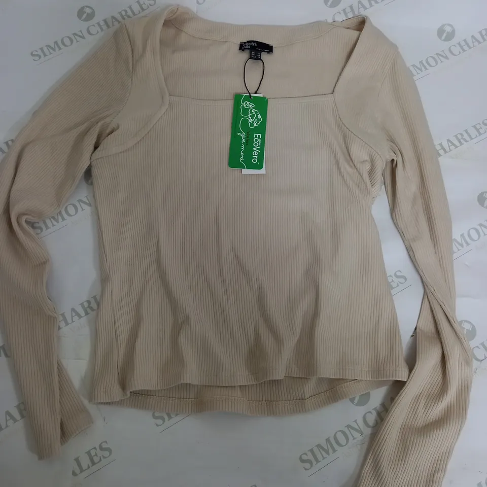 NOBODYS CHILD LS SQUARE NECK TOP IN CREAM - UK 12
