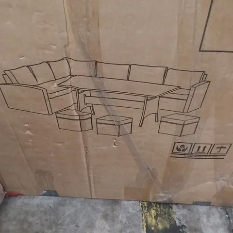 BOXED HOME GARDEN CORNER SOFA SET - GREY / GREY (3 BOXES)