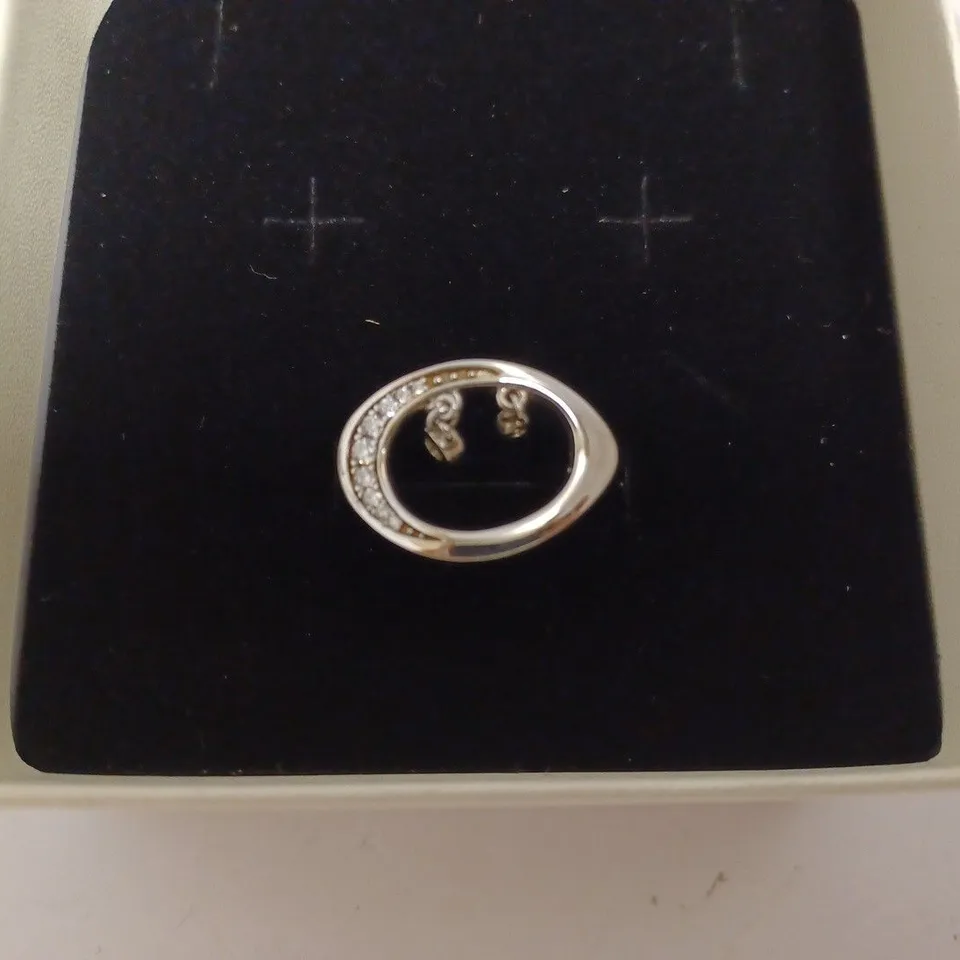 SILVER LOOP RING WITH DANGLE STONE DETAIL