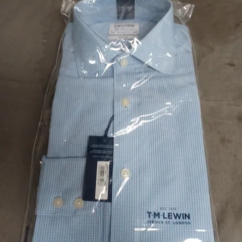 TM LEWIN CLASSIC BLUE CHEQUERED SHIRT SIZE 16/35