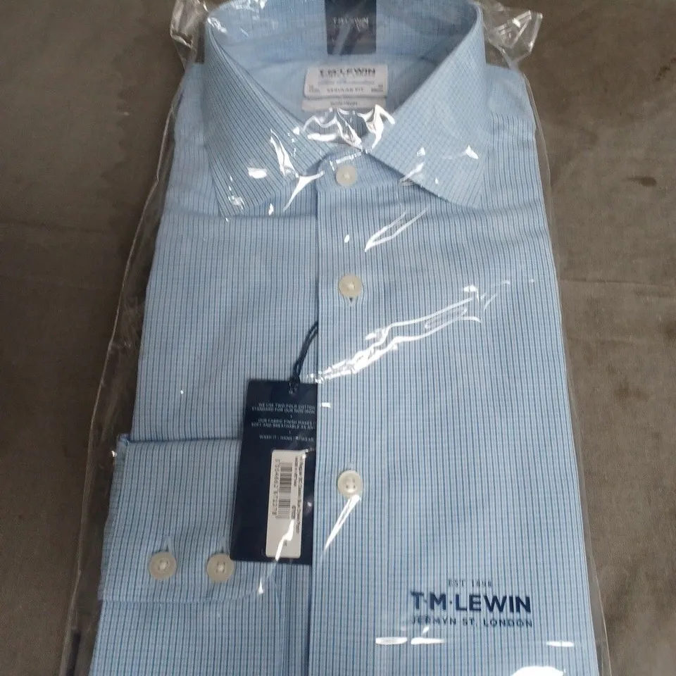 TM LEWIN CLASSIC BLUE CHEQUERED SHIRT SIZE 16/35