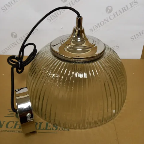 DAR LIGHTING YAMBOL PENDANT POLISHED NICKEL CLEAR GLASS LIGHT FIXTURE