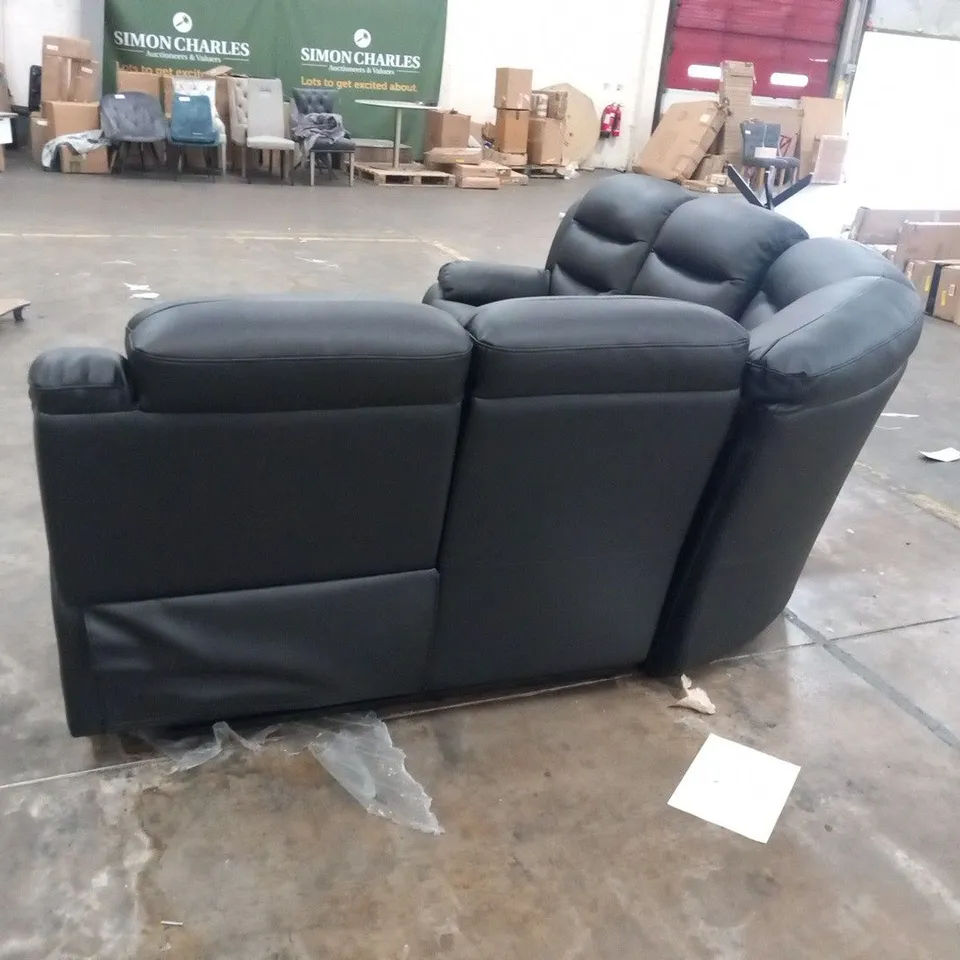 DESIGNER ROTHBURY BLACK FAUX LEATHER MANUAL RECLINING CORNER GROUP