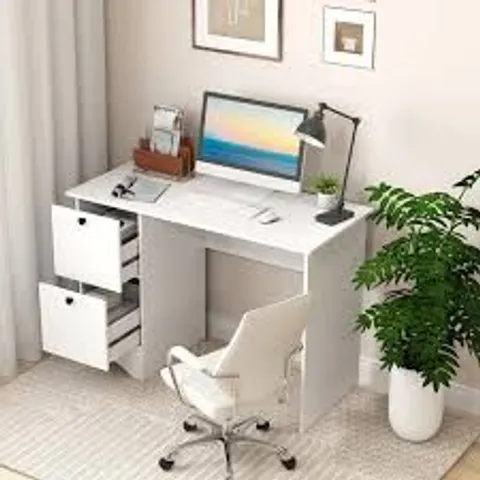 BOXED COSTWAY 2 DRAWER COMPUTER DESK WHITE