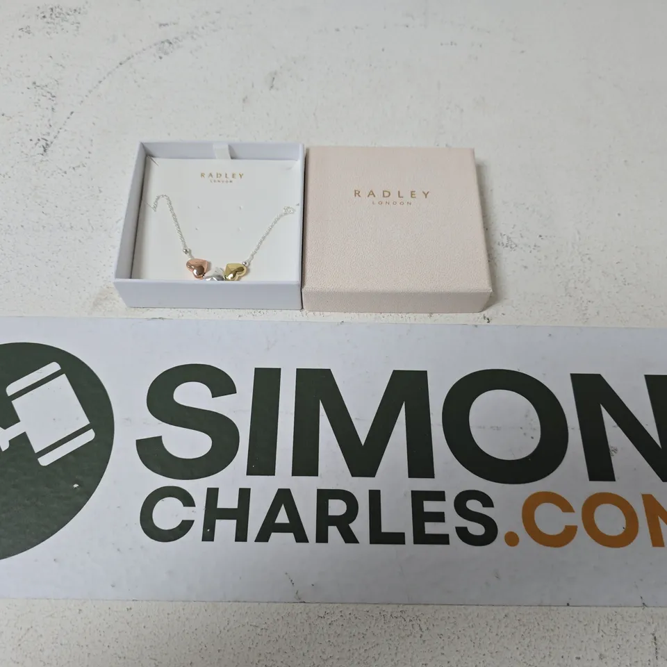 RADLEY LONDON THREE-HEART CHARM NECKLACE - BOXED 