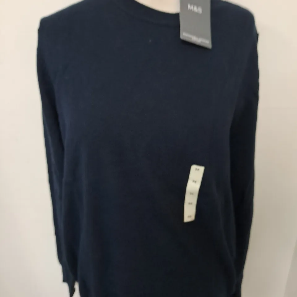 M&S PURE COTTON DARK NAVY JUMPER - M