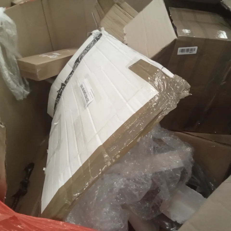 PALLET OF ASSORTED ITEMS INCLUDING FORGING MOUNT TV WALL MOUNT, SUPERFIT CIRCLE, ROLLER BLINDS, LARGE PLAYPEN, ELECTRIC FOAM DART TOY GUN