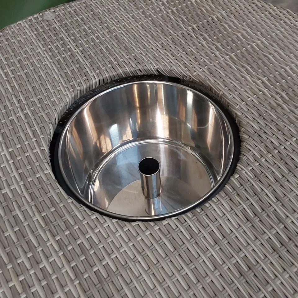 AMALFI RISING TABLE WITH ICE BUCKET IN GREY RATTAN 