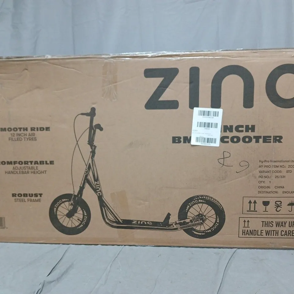 BOXED ZINC 12 INCH BMX SCOOTER IN NEOCHROME - COLLECTION ONLY RRP £149.99