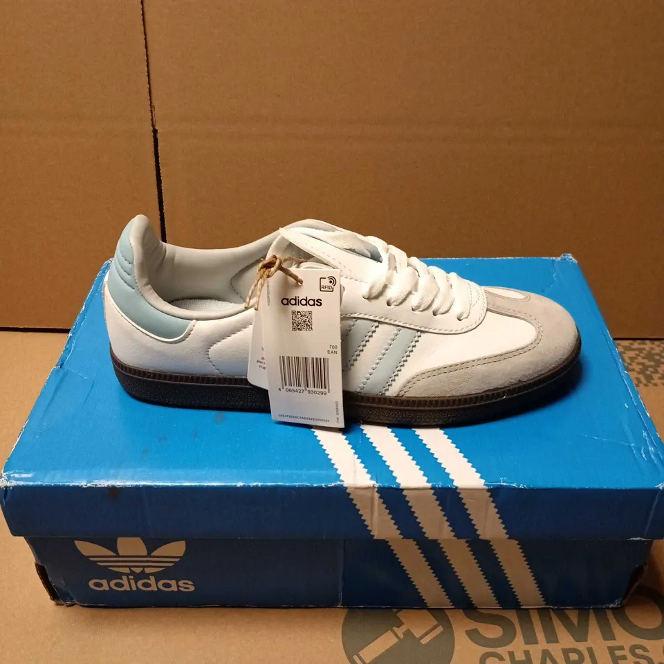 BOXED PAIR OF ADIDAS SAMBA VEGAN TRAINERS - 4.5