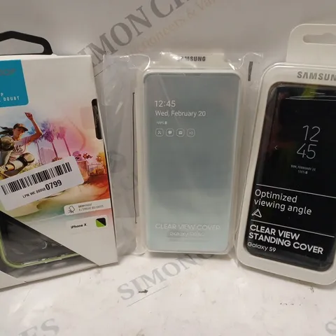 APPROXIMATELY 30 ASSORTED PHONE CASES TO INCLUDE SAMSUNG CLEAR VIEW STANDING COVER FOR GALAXY S9, LIFEPROOF SLAM CASE FOR IPHONE X, SAMSUNG CLEAR VIEW COVER FOR GALAXY S10, ETC