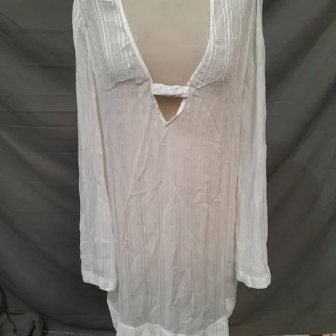 REISS LONG SLEEVE SHEER TOP IN WHITE SIZE UK 8
