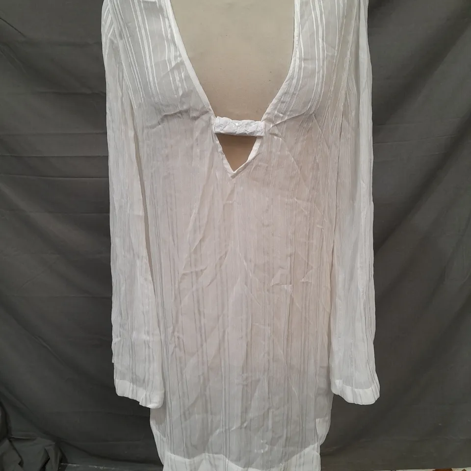 REISS LONG SLEEVE SHEER TOP IN WHITE SIZE UK 8