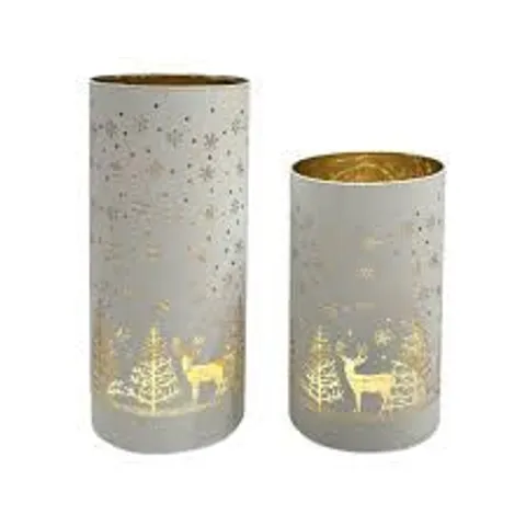 MY HOME STORIES SET OF 2 WINTER SCENE IN JAR WITH RICE LIGHTS