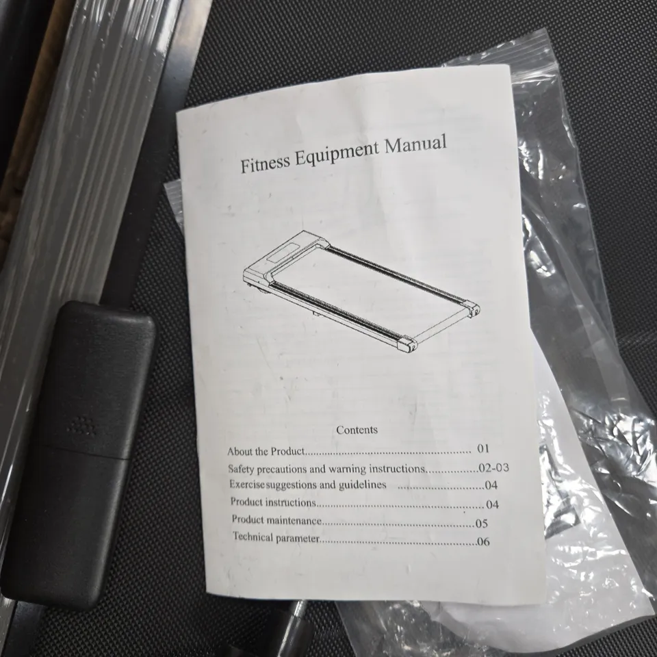 COMPACT FOLDING TREADMILL IN BOX WITH FITNESS EQUIPMENT MANUAL