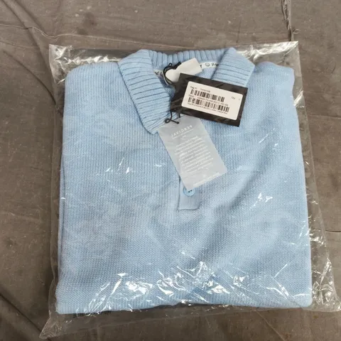 BAGGED PERCIVAL VERSO SHORT SLEEVE KNITTED SHIRT IN HEATHER BLUE - XS