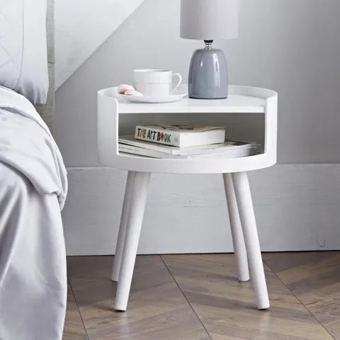 BOXED PRENTICE 40CM W MANUFACTERED WOOD BEDSIDE TABLE
