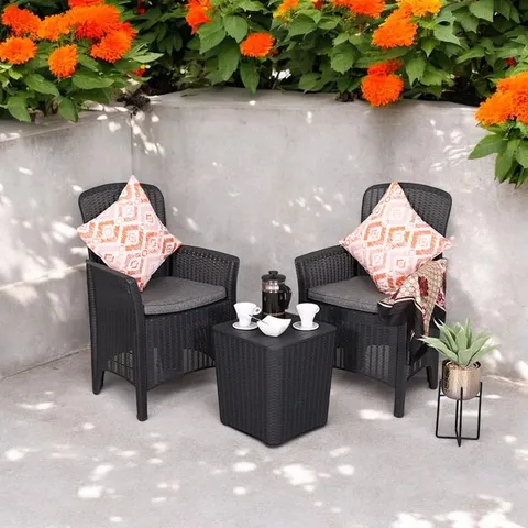 BOXED ROYALCRAFT FARO BLACK RELAX 3 PC BISTRO SET - FARO-10 (1 BOX)