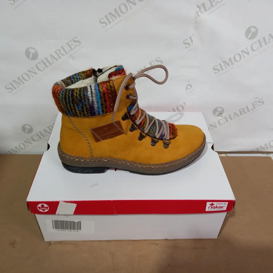 BOXED PAIR OF RIEKER BOOTS - SIZE 36