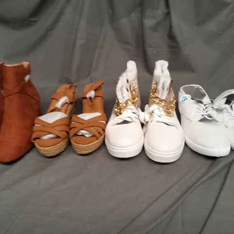 BOX OF APPROXIMATELY 10 ASSORTED PAIRS OF SHOES IN VARIOUS SIZES, COLOURS AND STYLES