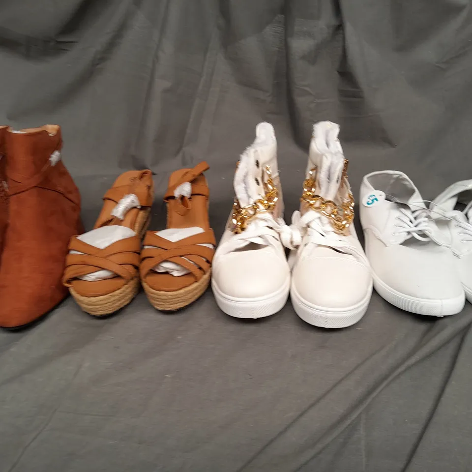BOX OF APPROXIMATELY 10 ASSORTED PAIRS OF SHOES IN VARIOUS SIZES, COLOURS AND STYLES