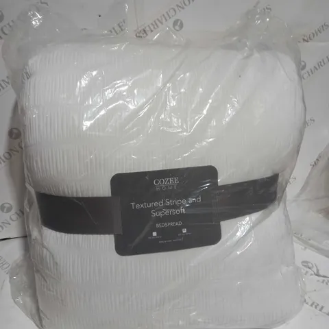 COZEE HOME TEXTURED STRIPE AND SUPERSOFT BEDSPREAD - 250 BY 260CM 
