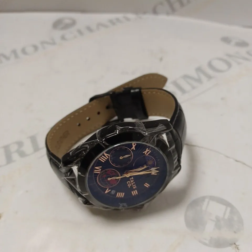 MENS TALIS CO 7120 CHRONOGRAPH WATCH – MOON PHASE MOVEMENT – GENUINE LEATHER STRAP