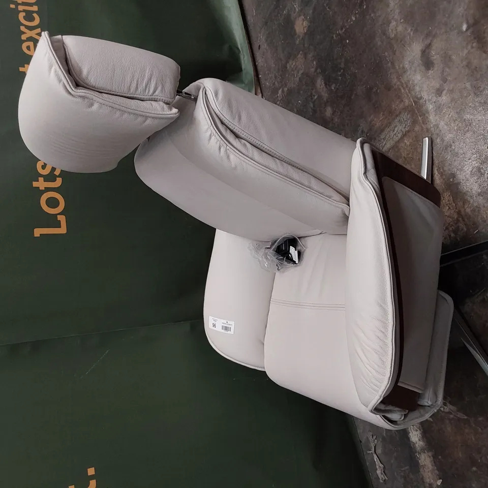 QUALITY BRITISH DESIGNER G PLAN OSLO POWER RECLINING SWIVEL CHAIR CAMBRIDGE CHALK LEATHER 