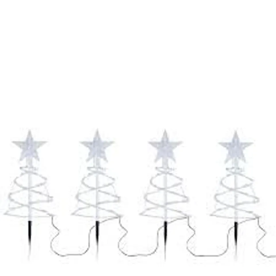 HOME STORIES SET OF 4 INDOOR OUTDOOR PRE LIT STAR SPIRAL PATHFINDER