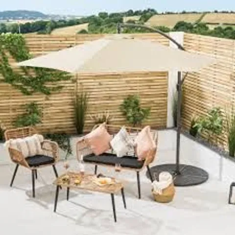 BOXED FINE GARDEN 3M BANANA PARASOL IN CREAM 