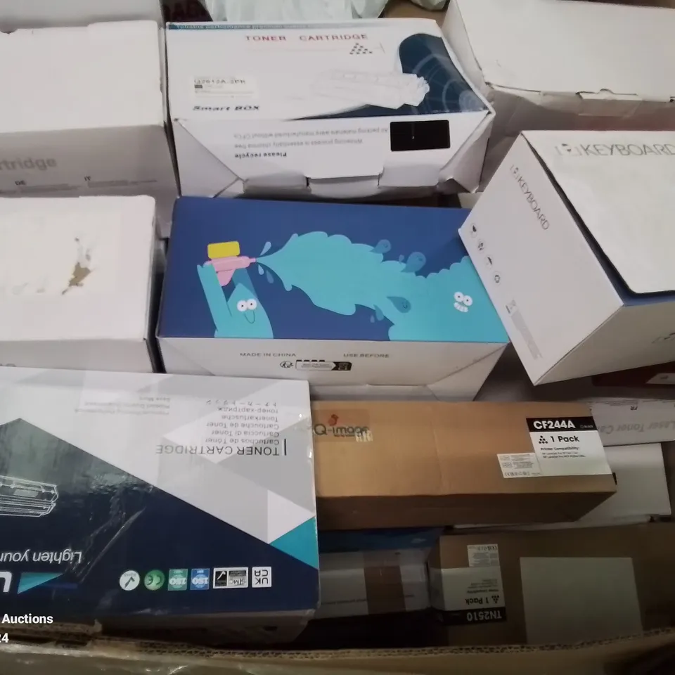 PALLET CONTAINING VARIOUS BOXED INK AND INK TONER CARTRIDGES FOR DIFFERENT MAKES AND MODELS OF PRINTERS