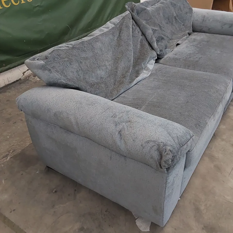 DESIGNER SALERNO FABRIC UPHOLSTERED SOFA - BACK CUSHION COVERS MISSING INFILS 