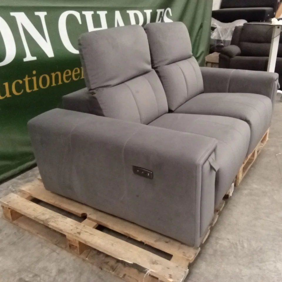 GROVE 2 SEATER FABRIC POWER ELECTRIC RECLINER WITH STORAGE - GREY RRP £1199