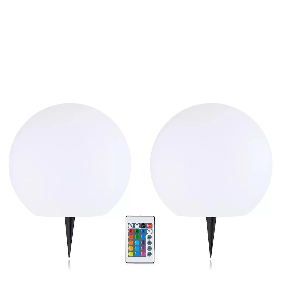 GARDEN REFLECTIONS SET OF 2 25CM SOLAR WHITE OR COLOUR CHANGING ORBS