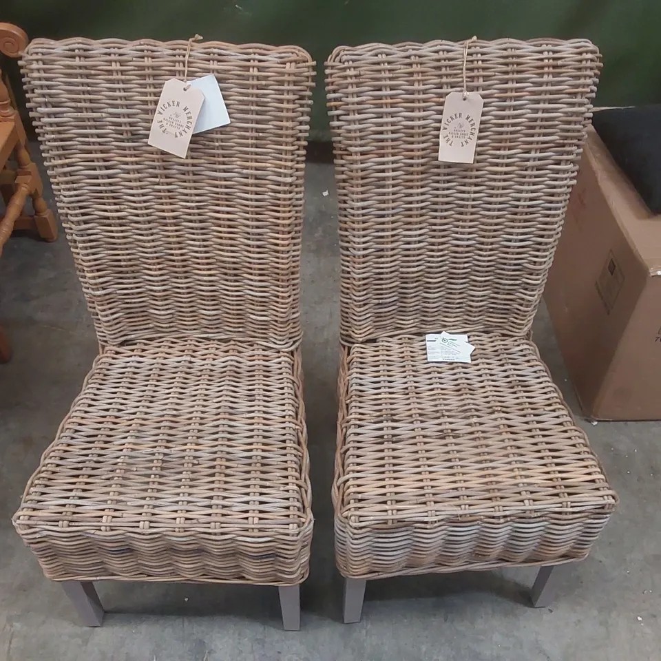 PAIR OF WICKER MERCHANT DINING CHAIRS