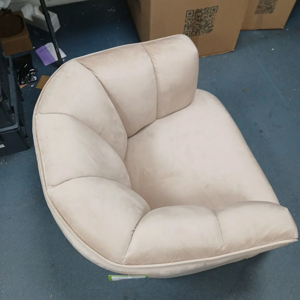 CREAM UPHOLSTERED ACCENT ARMCHAIR MY HOME STORIES VELVET ARMCHAIR WITH GOLD TIPPED LEGS NEUTRAL COLOUR