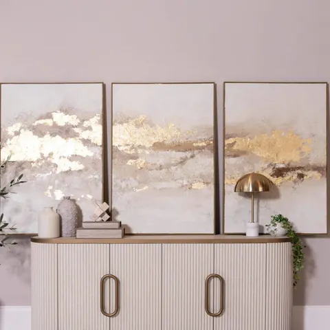 BOXED SALENTO SERENITY 3 PIECE CANVAS TEXTURED PAINTINGS